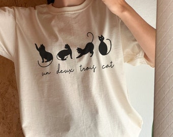 Camiseta de gato, camisa de gato, regalo de amantes de los gatos, gato Un Deux Trois, regalo para los amantes de los gatos, camisa de papá gato, camisa de mamá gato, camisas de gato