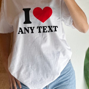 T-shirt bébé personnalisé I Heart Any Text, J'aime le texte personnalisé White Regular Tee