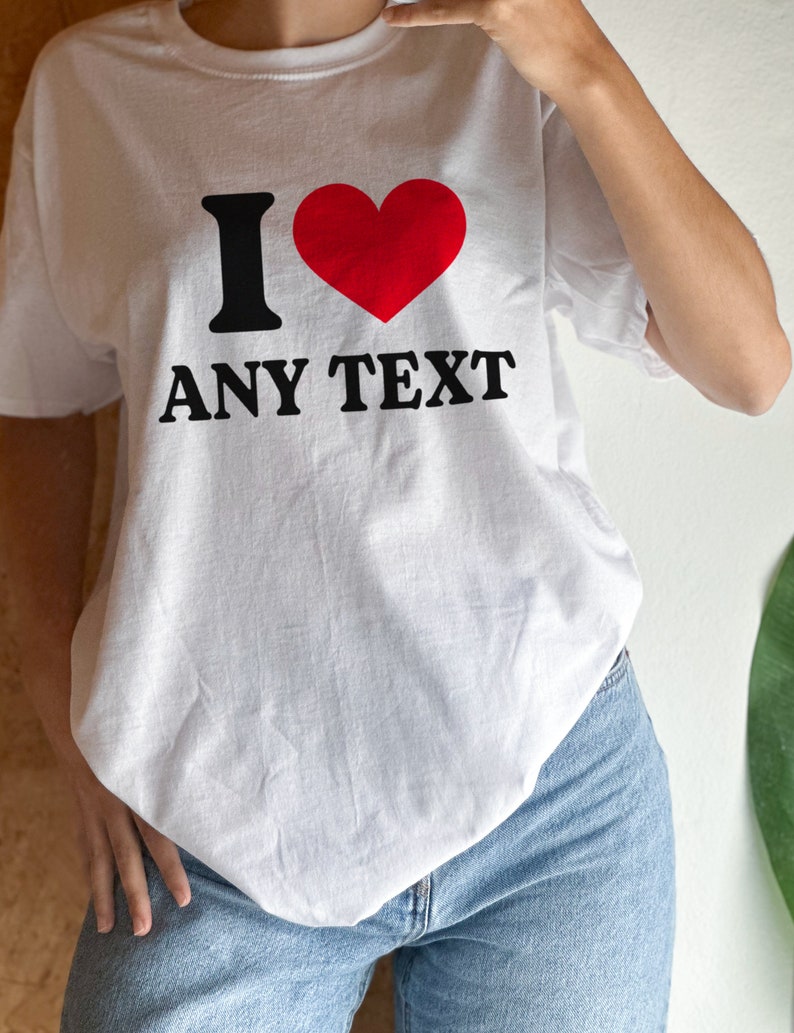 Camiseta personalizada para bebé I Heart Any Text, Me encanta el texto personalizado White Regular Tee