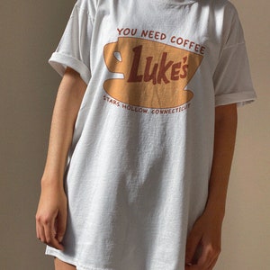 Stars Hollow Connecticut Shirt, Lukes coffee tshirt, Retro Luke's Diner tshirt, Tv Show Fans Gift White