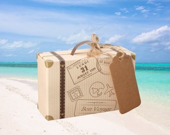 Kleine Geschenkbox Koffer "Bon Voyage" , Geschenkboxen, kleine Geschenkkartons, Geschenkverpackung Koffer, Box Koffer aus Kraftpapier