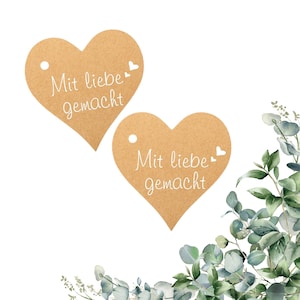 Étiquette cadeau coeur en papier kraft "Made with love", étiquette pour mariages, cadeaux, articles faits maison, étiquettes cadeaux pour dire merci
