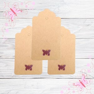 Etichette regalo in carta kraft con farfalla rosa, etichette regalo di nozze, regali, fatti in casa, regali, carta kraft