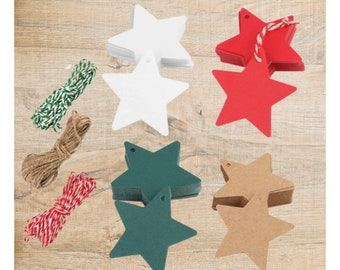 Geschenkanhänger Stern, verschiedene Farben, Geschenkanhänger für Weihnachten, Plätzchen, Geschenke, Geschenkanhänger für Ihre Geschenke