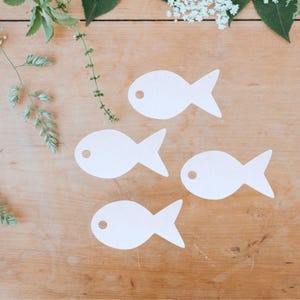 Geschenkanhänger, Geschenkanhänger Taufe, Kommunion oder Konfirmation, Papieranhänger Taufe, Baby, Tischdekoration Taufe, Fische aus Papier