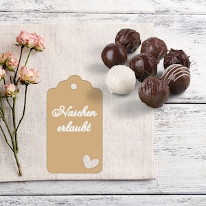 Étiquettes cadeaux, étiquettes cadeaux en papier kraft, étiquettes cadeaux « grignotage autorisé » pour pâtisseries, bonbons, biscuits d'anniversaire pour enfants, étiquettes en papier