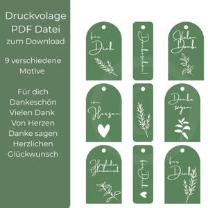Say thank you - Tags PDF template for download/ Labels download/ Print template for self-printing/ Gift tags/ Tags