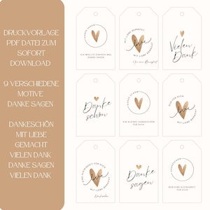 Say thank you - Tags PDF template for download/ Labels download/ Print template for self-printing/ Gift tags/ Tags