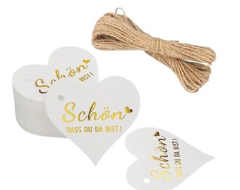 Geschenkanhänger Herz aus Kraftpapier "schön, dass du da bist", Geschenkanhänger für Hochzeit, Geschenke, Selbstgemachtes,