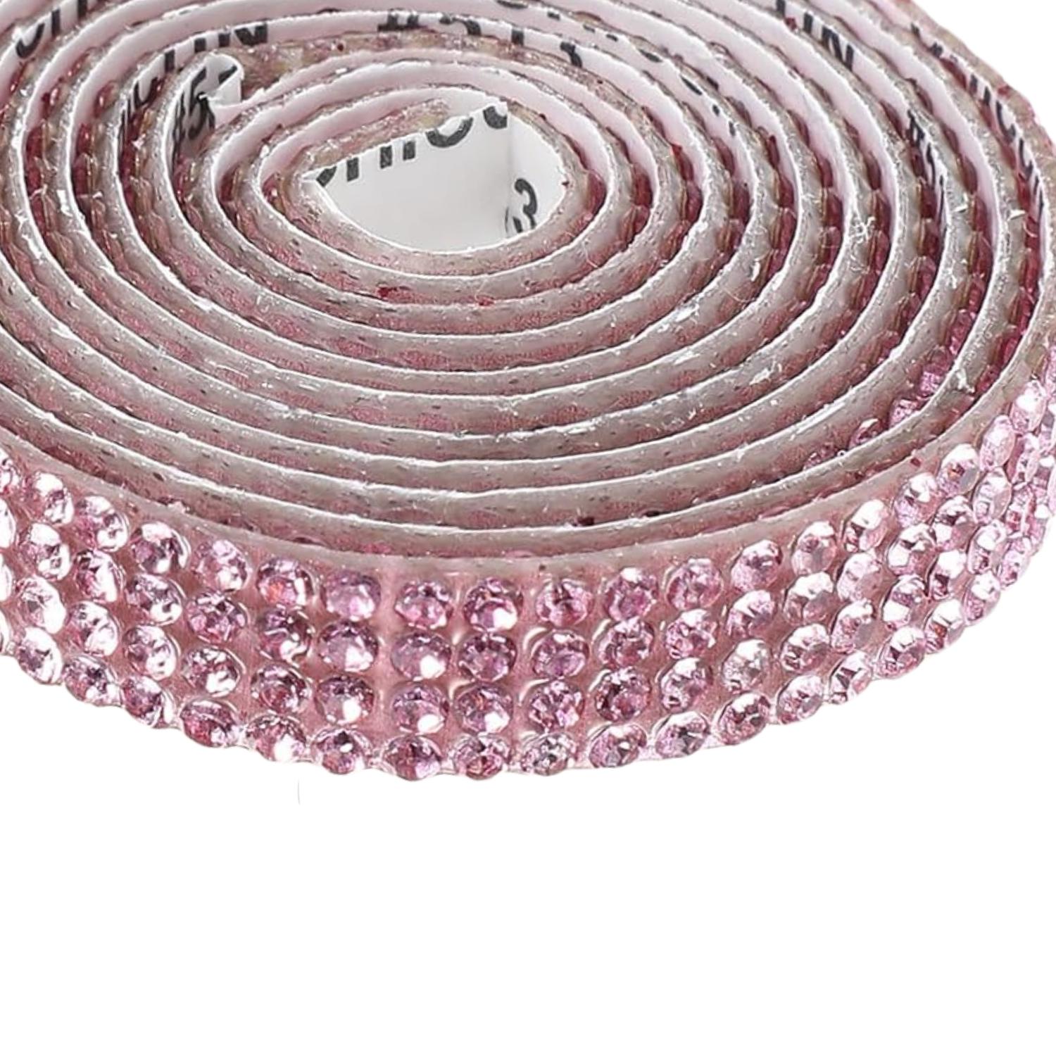 Ruban Strass Auto-Adhésif Rose - 270cm Pour DIY Déco - Cristaux Brillants