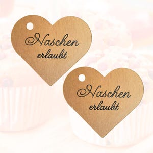 Geschenkanhänger "Naschen erlaubt", Geschenkanhänger Herz Kraftpapier, Geschenkanhänger Gebäck, Süßes, Give away, Kekse, danke sagen