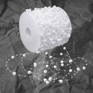 White pearl ribbon by the meter, pearl necklace, pearl garland white artificial pearls for DIY crafts, handicrafts, table decorations, weddings, craft beads
