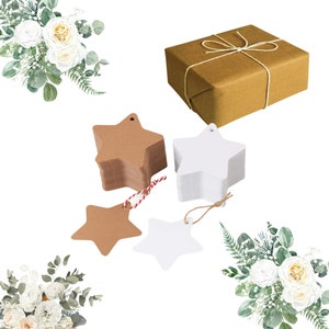 Geschenkanhänger Stern aus Kraftpapier in weiß oder braun, Geschenkanhänger für Geschenke, Geschenkanhänger Stern, Geschenkanhänger