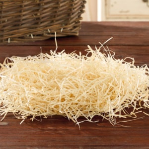 Holzwolle Natur mittelfein ab 50 gr, Natürliche Holzspäne zum Befüllen von Geschenkkörben, als Füllmaterial, für Krippen, Füllmaterial