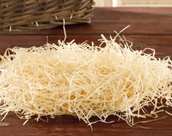 Medium-fine natural wood shavings from 50 g, natural wood shavings for filling gift baskets, as filling material, for nativity scenes, filling material