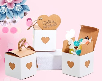 Geschenkbox Herz mit Anhänger für Hochzeiten, Give aways, Basteln, Danke sagen,  Geschenkbox, kleine Verpackung, kleine Geschenkboxen