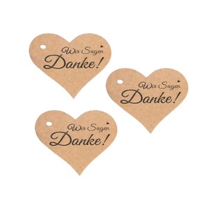 Geschenkanhänger Herz aus Kraftpapier "Wir Sagen Danke", Anhänger für Hochzeit, Geschenke, Selbstgemachtes, Geschenkanhänger Danke sagen