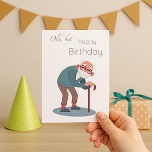 Carte d'anniversaire drôle de vieil homme - téléchargement numérique - blague coquine pour lui, papa, grand-père - voeux d'étape imprimable