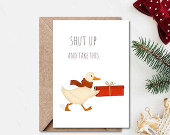 Tarjeta de cumpleaños divertida con ganso, saludo sarcástico, tarjeta de animales humorística, regalo de cumpleaños impreso