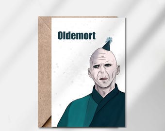 Oldemort Wizard Birthday Card – Dark Voldemort Humor Greeting, Printed Card