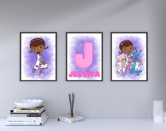 Set of 3 A4 A3 prints // Doc Mcstuffins // Customisable Name