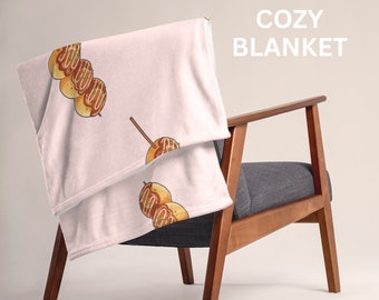 Japanese Takoyaki Throw Blanket | Cozy Food Blanket | Cute Foodie Gift