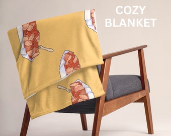 German Berlin Currywurst Throw Blanket | Cozy Food Blanket | Funny Foodie Gift