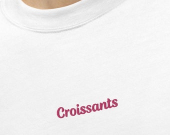 Embroidered Croissants Sweatshirt, Minimalist Foodie Gift