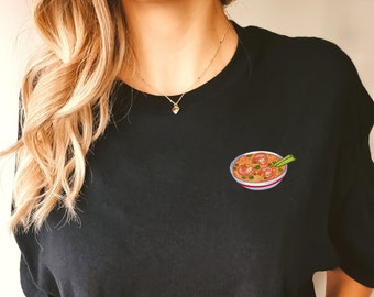 Tom Yam Spicy Thai Shrimp Soup Unisex T-Shirt | Vintage Retro Comfort Colors Tee | Cute Colorful Shirt | Pocket Print Small Graphic