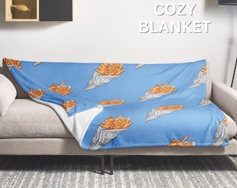 Fish and Chips Throw Blanket | Cozy Food Blanket | Funny Foodie Gift
