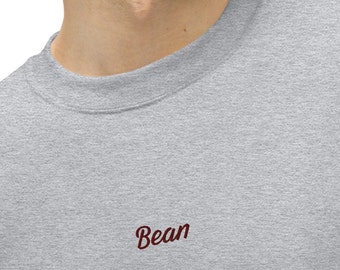Embroidered 'Bean' Sweatshirt, Minimalist Unisex Sweater