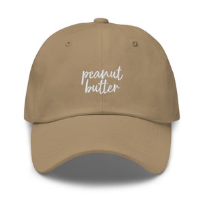 Peanut butter embroidered text baseball cap, minimalistic random cool dad hat, funny peanut butter lover gift idea for him and for her, food