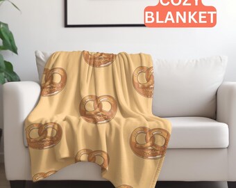 Pretzel Throw Blanket, Cozy Foodie Fleece Blanket