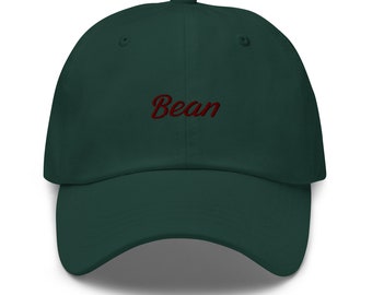 Bean Embroidered Baseball Cap, Minimalist Dad Hat