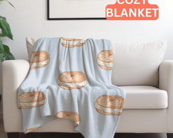 NYC Bagel Throw Blanket, Cozy Foodie Fleece Blanket
