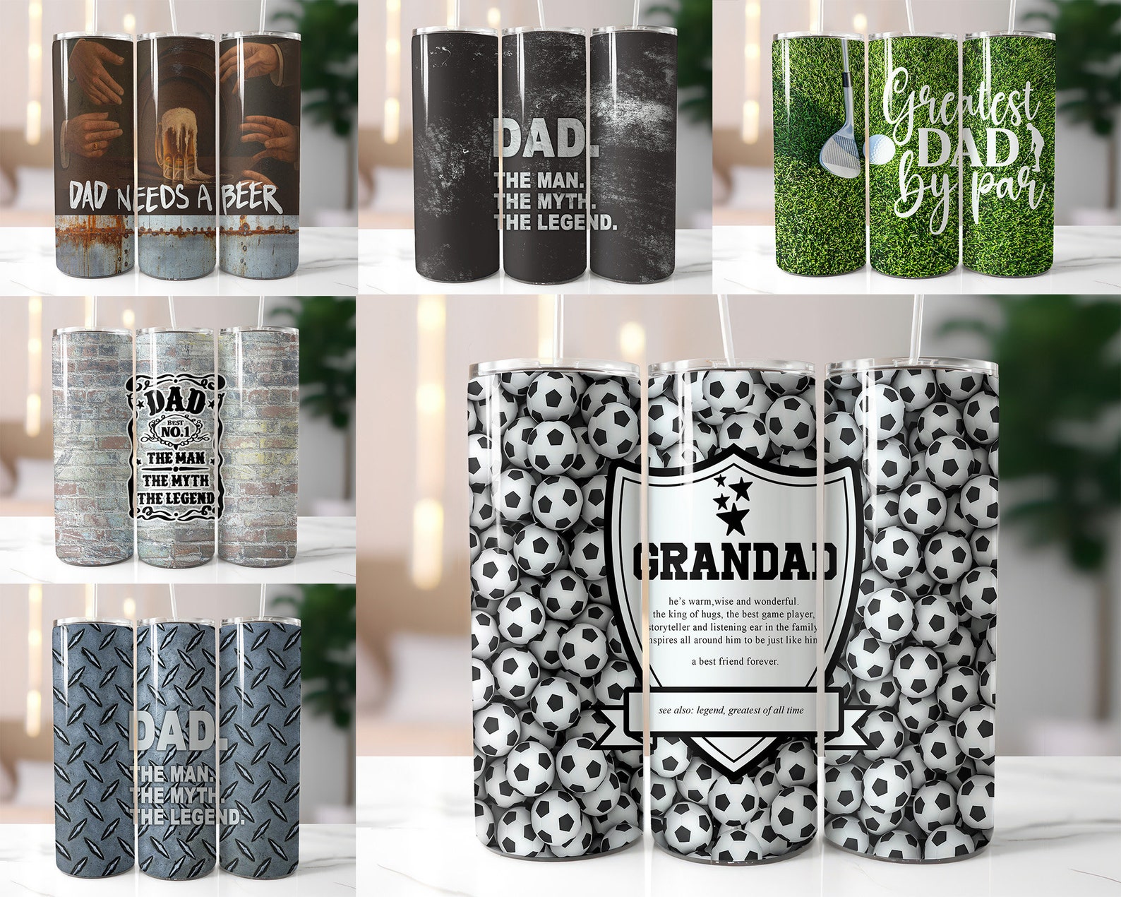 Father's Day Tumbler Wrap Bundle, Dad 20oz Sublimation Designs (DIGITAL ...