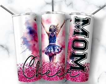 Cheer Mom 20oz Tumbler Wrap PNG, Cheerleading Sublimation Design (Digital Download)