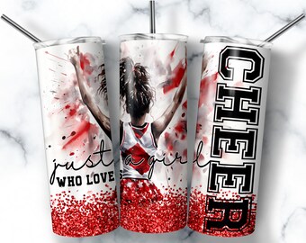 Cheerleader Tumbler Wrap PNG, Just a Girl Who Loves Cheer (Digital Download)