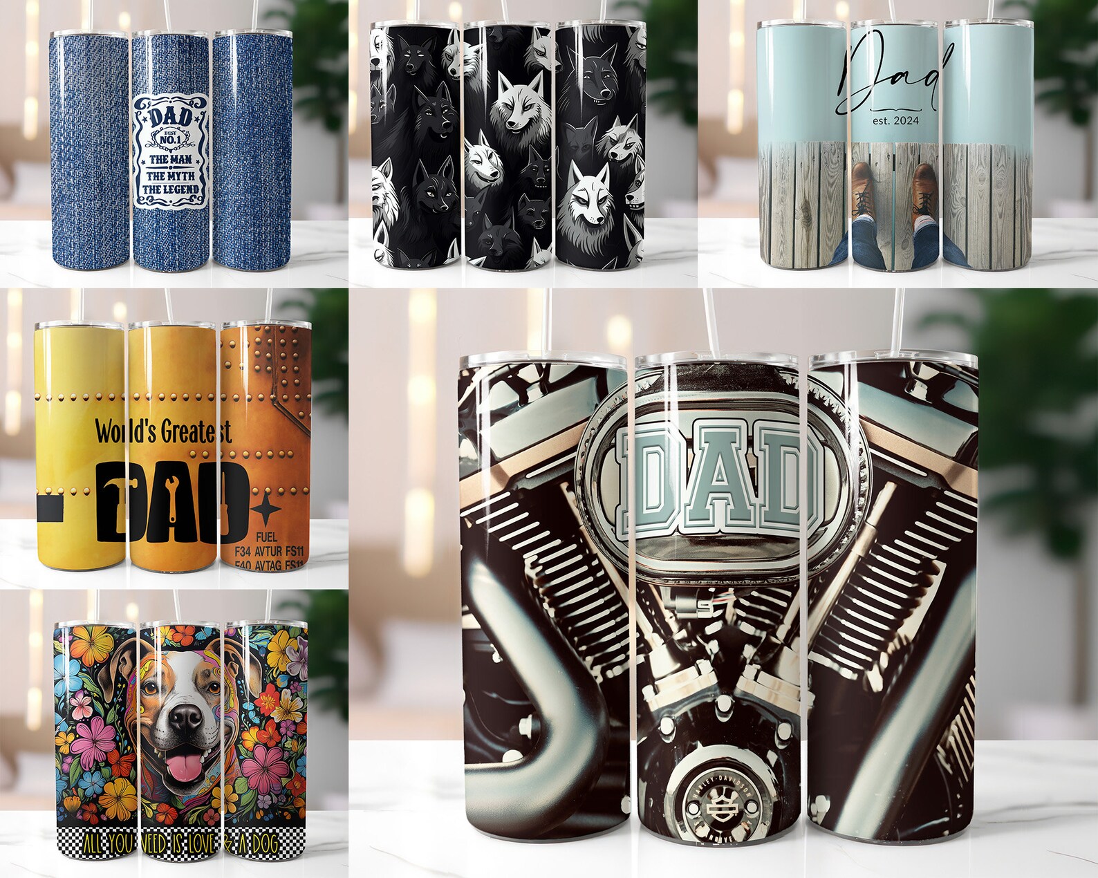 Father's Day Tumbler Wrap Bundle, Dad 20oz Sublimation Designs (DIGITAL ...