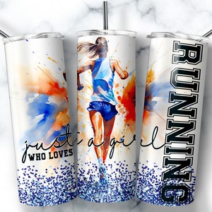 Marathon Runner Tumbler Wrap Cross Country Sublimation Design Tumbler for 20z Tumblers Girl Who Loves Running Png Track and Field Gift Wraps