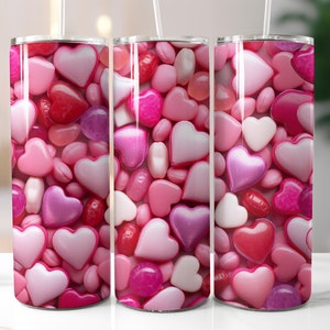 Valentine Tumbler Wrap 20oz Skinny Valentine Tumbler Sublimation Designs Valentines day Tumbler PNG Hearts Tumbler Instant Digital Download