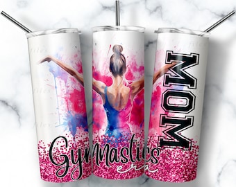Gymnastics Mom Tumbler Wrap: Trendy 20oz Skinny Design (Digital Download)