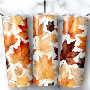 Fall Tumbler Wrap, Autumn Leaves Tumbler PNG Cute Fall Floral Seamless Tumbler Wrap Fall Tumbler Design 20oz Fall Leaves Tumbler | Download