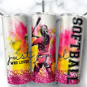 Softball Design 20 oz Skinny Tumbler Wrap 20oz Softball Tumbler Cup Softball Mom Sublimation Designs Softball Team PNG Digital DOWNLOAD