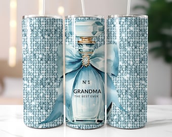 Envoltorio para vaso "La mejor abuela del mundo", diseño de perfume (descarga digital PNG)