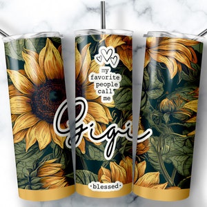 Gigi Tumbler Wrap, Gigi Mother&#39;s day gift, Grandma Sublimation Tumbler Designs, 20oz Sunflower Tumbler PNG | DIGITAL DOWNLOAD
