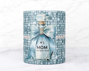 Envoltorio para taza del Día de la Madre: Lazo azul (descarga digital PNG para tazas de 11 oz y 15 oz)