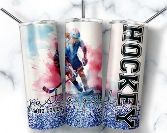 Ice Hockey Girl 20oz Tumbler Wrap, Team Coach Gift (PNG Digital Download)