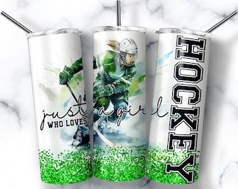 Ice Hockey Girl Tumbler Wrap, 20oz Skinny Sublimation Design (PNG Digital Download)