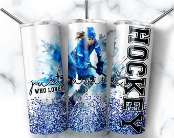 Ice Hockey Girl Tumbler Wrap, Team Coach Gift (PNG Digital Download)